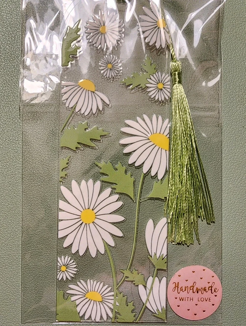 Floral Daisy Acrylic Bookmark in White and Yellow